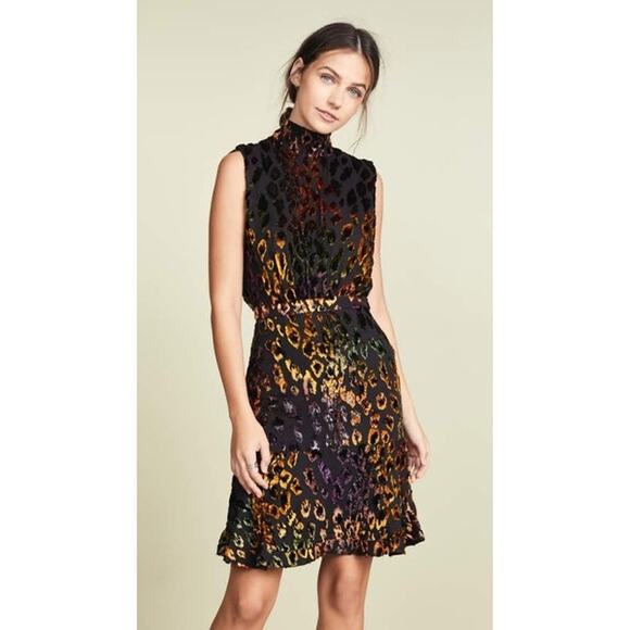 SALONI Fleur Devore Leopard Spot Minidress size 6 - Picture 1 of 16